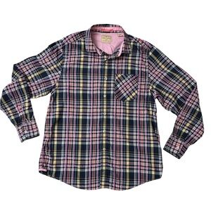 Tommy Bahama Men’s Plaid Button Down Shirt - Pink, Blue, and Yellow